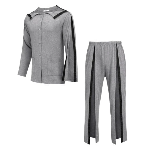 Deyeek Post Surgery Dialysis Elderly Care Hospital Gowns for Men Bedridden Pajamas Set