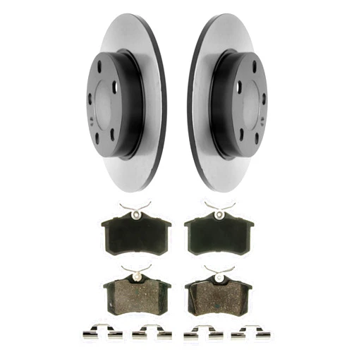 Tectonic Rear Ceramic Disc Brake Pads and Rotors Kit | Brake Kit Compatible with 1998-2010 Volkswagen Beetle Golf Golf City Jetta Jetta City, 2000-2006 Audi TT