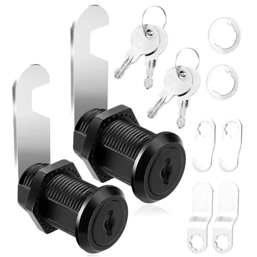 KALIONE 2 Pack Cabinet Locks with Keys, 1-1/2 Inch Cam Locks with Keys, Drawers File Cabinet Mailbox RV Storage Locks Replacement Set, Black