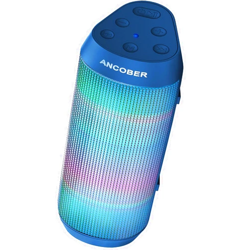ANCOBER Bluetooth Speaker, Portable Wireless HD Stereo Sound with Cool Lights, IPX4 Waterproof, USB Rechargeable,TWS Pairing,for Party Outdoor Camping Travel Electronics Gadgets,Him Her Birthday Gifts