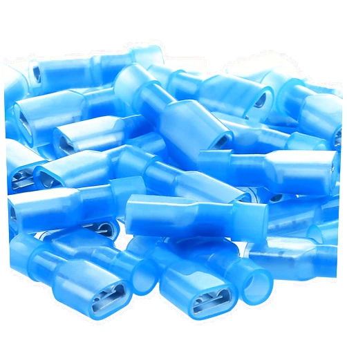 AIRIC Blue Female Spade Connector 16-14 AWG, 100 pcs Nylon Electrical Crimps Terminal Connectors for Automotive Speaker Auto Stereo Wiring Connect Quick Disconnect Crimp Terminals for 16,14 Gauge Wire