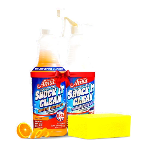 Professor Amos Shock It Clean MultiPurpose Cleaner Double Strength Concentrate All Purpose Carpet, Jewelry, Upholstery, Leather, Stain Remover & Floor Cleaner (Citrus Zest 32 Oz)