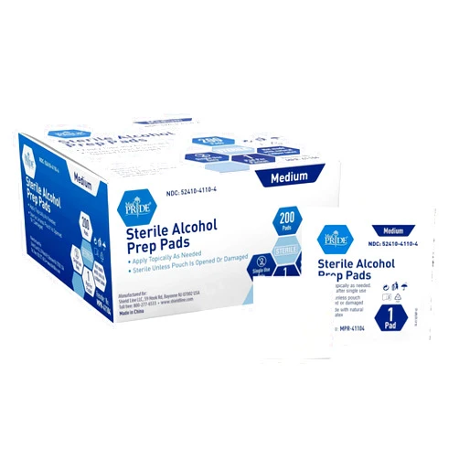 MED PRIDE Alcohol Prep Pads| Medical-Grade, Sterile, Individually-Wrapped, Isopropyl Cotton Swabs| Disposable, Medium Square Size, 2ply, Latex Free & Antiseptic (200 Count (Pack of 1))
