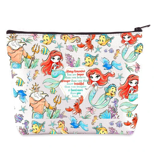 WZMPA Princess Mermaid Cosmetic Bag Fairy Tales Fans Gift You Are Braver Stronger Beautiful Than You Know Mermaid Movie Makeup Zipper Pouch Bag (Always Mermaid)
