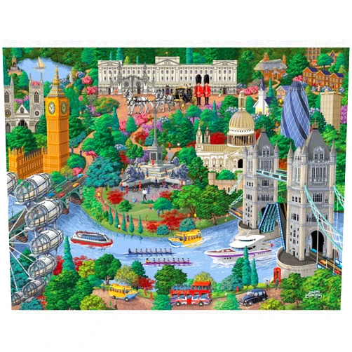 Bits and Pieces – Large 300 Piece Jigsaw Puzzle for Adults – London City View - England Jigsaw Puzzle by Artist Joseph Burgess, Completed Puzzle Size: 18
