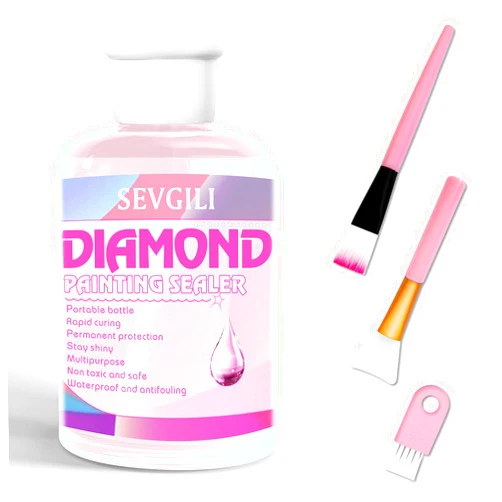 sevgili Diamond Painting Sealer Kits 120ML with Brushes, Diamond Art Sealer Puzzle Glue Diamond Painting Accessories and Tools for Adults (4OZ)