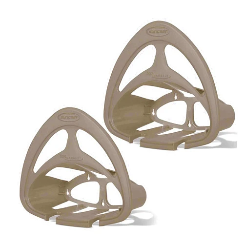 Suncast Hangout HH150 Outdoor Wall Mounted Durable Resin Garden Hose Holder with Accessories Shelf, Designed for 150 Foot Garden Hoses, Taupe, 2 Pack