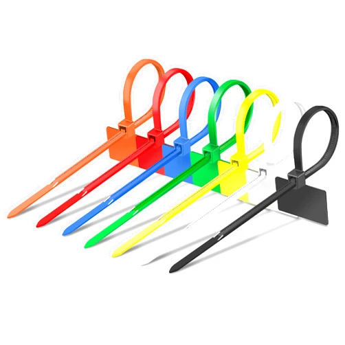 Natzerat Cable Zip Tie with Tag,Wire Zip Ties with Label,200 Pcs 8 inch Plastic Nylon Cable Ties,Multi Color Self-Locking Write on Tie Wraps