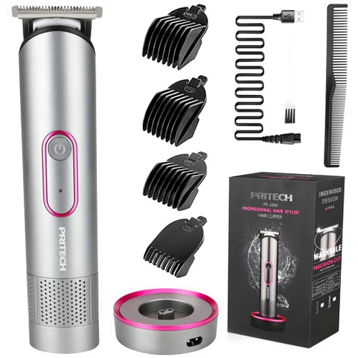 PRITECH Hair Trimmer for Women, Waterproof Bikini Trimmer for Women for Wet & Dry Use, Rechargeable Pubic Hair Trimmer Women, Women Electric Razor&Shaver with Standing Recharge Dock, Aurora Gray