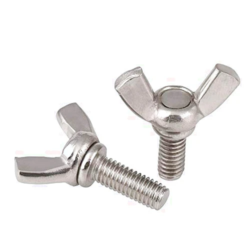 AZUMIO BOL-53819 2Pcs M4 M5 M6 M8 316 Stainless Steel Bolt Wing Bolt Thumb Wing Screw Claw Hand Tighten Screws DIN316-(Dims: M8 x 16mm)