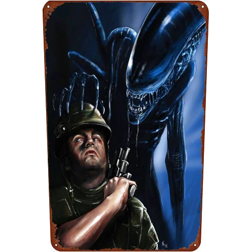 TINSAEGE Metal Tin Sign Alien - Hunted | Decorative Signs and Plaques for Your Home Bar, Club, or Wall Decor - 8 x 12 inches