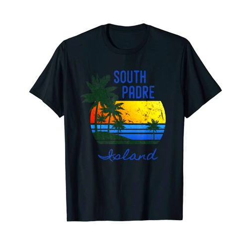South Padre Apparel - DZignLine Fun South Padre Island Beach Distressed Sunset Novelty Art T-Shirt