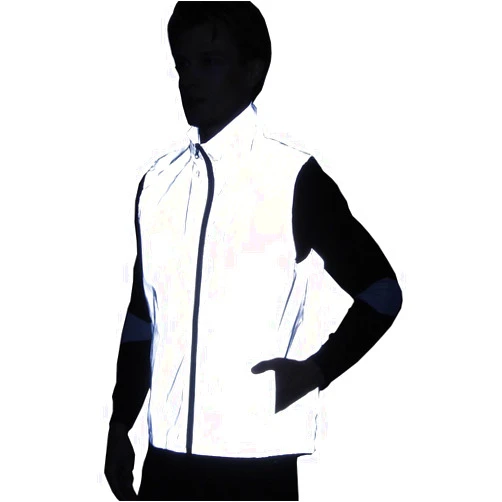 LZLRUN Reflective Vest Jacket Casual Hiphop Windbreaker Night Sporting Coat Hooded Fluorescent Clothing