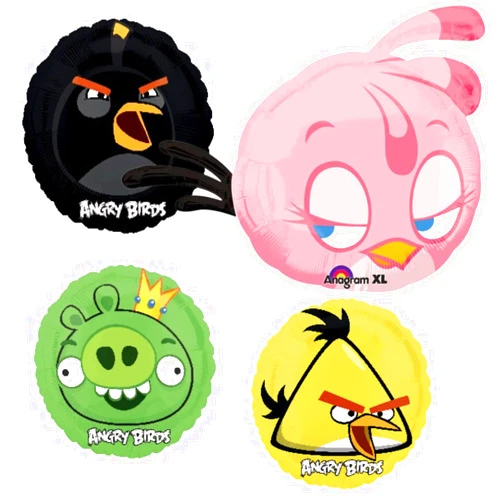 Epic Party Plan Angry Birds Party Balloons - Set Of 4 Balloon Decorations Featuring The Pink Black Yellow And Green King Pig Bird Globos For A Birthday Bouquet Centerpiece