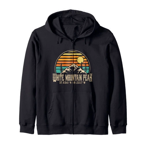 White Mountain Peak Souvenir Gifts For Mountain Climbing California Summit Club Hiking White Mountain Peak Zip Hoodie