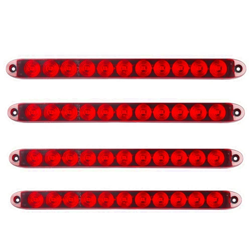 Konrali 4Pcs 16 Inch Red 11 LED Trailer Tail Lights Bar Sealed Trailer Truck Car Stop Turn Tail Third 3rd Center Stop Brake Lights Bar Trailer Left Right Turn Signal Lights Bar IP67 Submersible