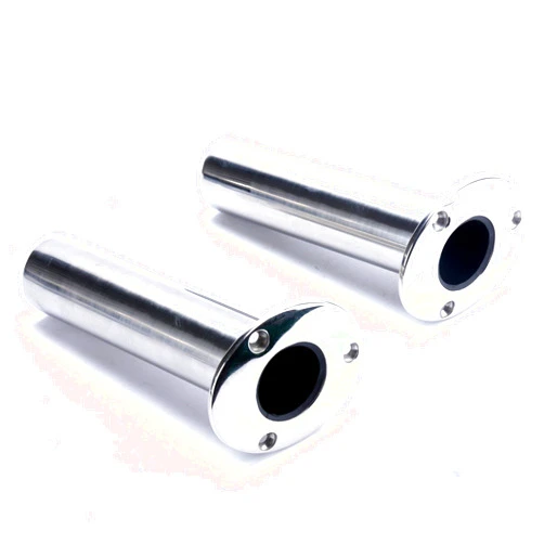 Amarine Made (Set of 2) Heavy Duty Stainless Steel 316 Deluxe Rod Holders with Drain, Flush Mount Fishing Rod Pole Holders, 15 Degree