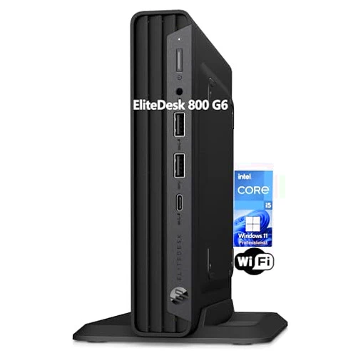 HP EliteDesk 800 G6 Business Mini PC Desktop Computer, Intel Hexa-Core i5-10400 (Beat i7-8700), 16GB DDR4 RAM, 256GB PCIe SSD, WiFi, Bluetooth, Type-C, Keyboard & Mouse, Windows 11 Pro, Tilsiy Cable