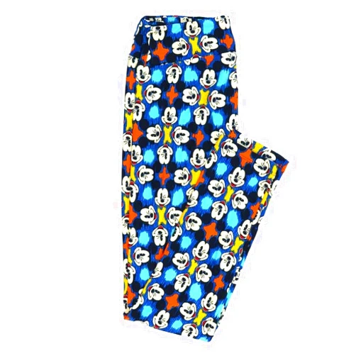 Lularoe One Size OS Disney Mickey Mouse Winking Smiling Quads Leggings fits Adult Sizes 2-10 4505-Q3 Multicoloured