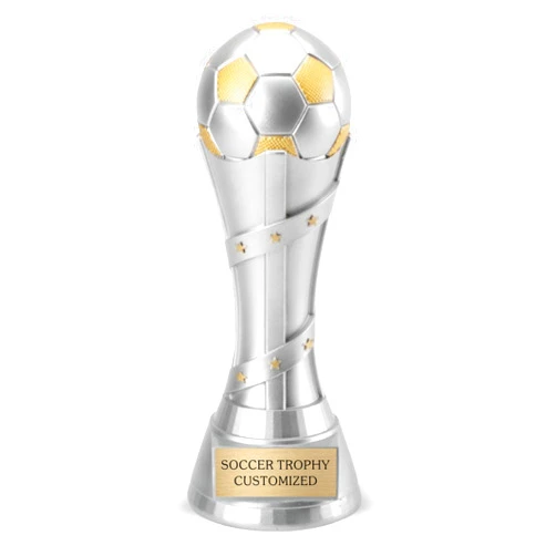 Awards4U Soccer Trophy with Custom Engraved Plate - Personalized World Cup Soccer Trophies with Gold and Silver Accents - Trofeos de Futbol – Choose 7” or 9” Size