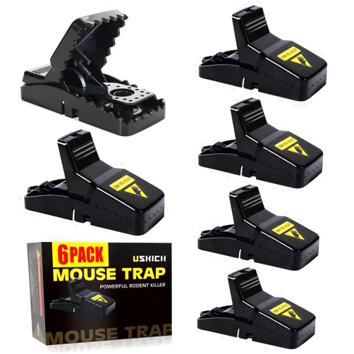 USKICH Mouse Traps,Mice Traps for House,Small Rat Traps That Work,Mice Killer Indoor Mouse Snap Traps No See Kill Mousetraps Quick Effective Mouse Catcher for Family and Pet-6 Pack