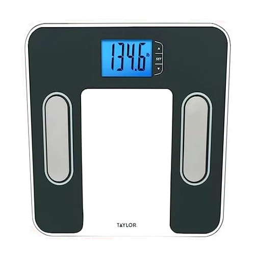 Taylor Digital Glass Body Composition Scale, Bathroom Scale for Body Weight, Measures Body Fat, Body Water, Muscle Mass and BMI, 10-User Recognition, FSA HSA Eligible, 400 lb Capacity, White and Black