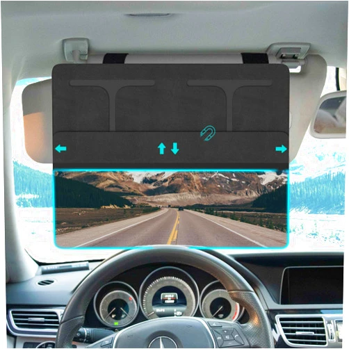 NAZZO Car Visor Extender Sun Blocker, Polarized Sunvisor Extension with Removable Magnetic PC Lens, Anti Glare Car Visor Extended for Safe Driving, Universal for SUV, Family Automotive, Black