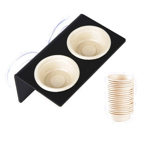 QIHYCUF Paper Feeding Cups Samll 0.5 oz Gecko Food and Water Feeding Dish Ledge Accessories Bowls for Crested Gecko Lizards Reptiles Pets (Ledge+20cups)
