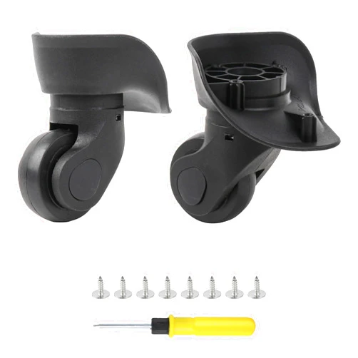 BQLZR Black Luggage Wheels Replacement Plastic Left & Right Swivel Luggage Suitcase Caster Wheels with 4 Holes,Hole Pitch (1.3