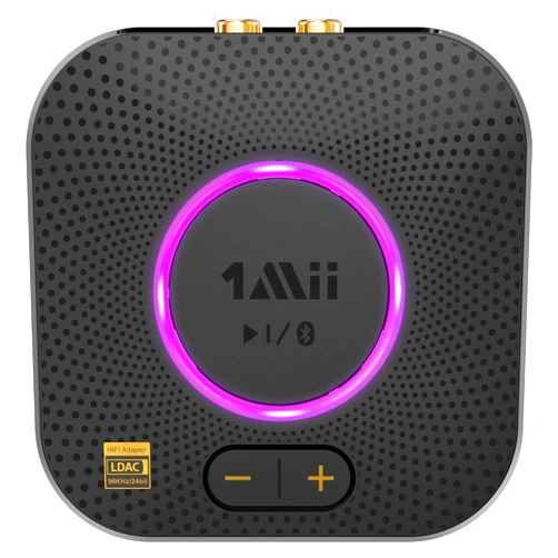 1Mii B06S+ LDAC Bluetooth 5.2 Receiver for Home Stereo Hi-Res Music Streaming, Hi-Fi Wireless Audio Adapter w/aptX HD Low Latency, Long Range Bluetooth Audio Receiver Volume Control, RCA/3.5mm Outputs