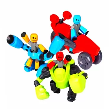 Zing StikBot Megabot Complete Set (Sustainable Packaging) - Stop Motion Action Toy Figures with Unique Accessories
