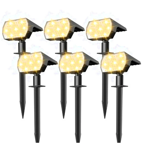 NYMPHY Solar Lights Outdoor Waterproof IP68, 56 LED 3 Lighting Modes Solar Powered Garden Yard Spot Solar Lights for Christmas Outside Landscape- 6 Pack (Warm White)