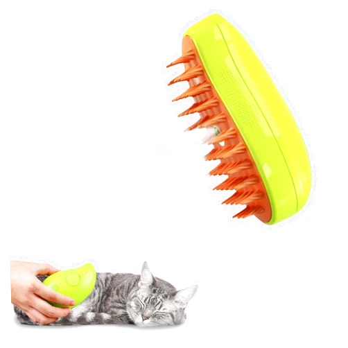 Uessegs Steam Cat Brush, 3 in 1 Spray Cat Brush, Steam Cat Brush for Massage, Self-Cleaning Steam Cat Brush, Cat Grooming Brush for Removing Knots and Loose Hair（LightGreen1）