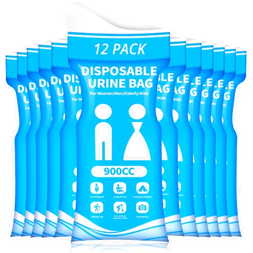 HOKINETY Disposable Urine Bag for Travel - 900ML Portable Pee Bags for Women Men 12 PCS/24PCS Emergency Vomit Bags Unisex Urinal Toilet Bag for Car Camping, Road Trip,Traffic Jams, Pregnant, Kids, Patient