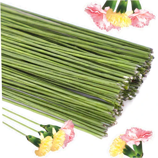 Prudiut 130 Pack Floral Wire 18 Gauge Crafts Wire Florist Wire Stems Diameter 0.05In Green Flower Wire for Flower Arrangement Supplies Crafts Bouquet Stem Wreath Making (14 Inch)