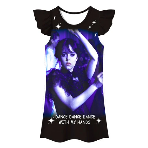 Emonyna Nevermore Academy Dress Girls Kids Dark Dancing Queen Graphic Costume Cosplay Halloween Birthday Party Outfits