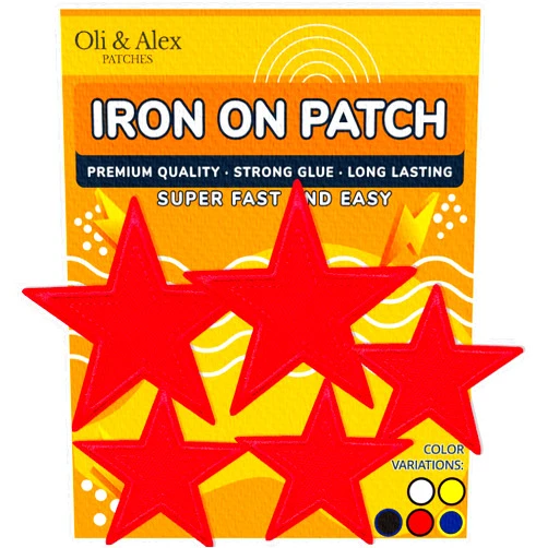 Oli and Alex Iron On Patches - Red Star Patch 5 pcs Iron On Patch Embroidered Applique A-169