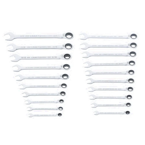 CRAFTSMAN Ratchet Wrenches Set, 20 Pc, 90 Tooth SAE/Metric Ratcheting Wrench Set with Case, 4 Degree Arc Swing (CMMT87220)