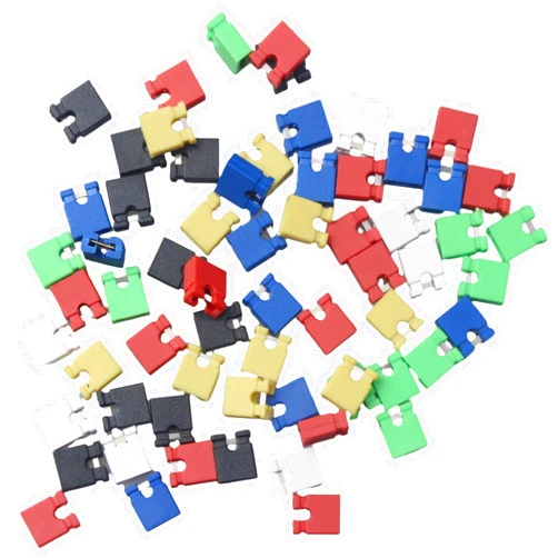 FDXGYH 60 Pcs 2.54mm Jumper Caps Standard Pin Header Shunts Short Circuit Board Connection Blocks Micro Jumper Bridge Plug DIY 3D Accessories