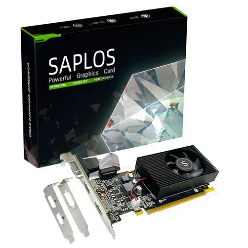 SAPLOS GT 730 2GB DDR3 128-bit, Dual HDMI, VGA, Low Profile Graphics Card, PC Video Card, Computer GPU for Working, Low Power, PCI Express x16, DirectX 11