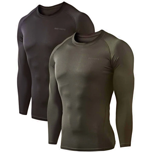DEVOPS 2 Pack Men's Thermal Long Sleeve Compression Shirts