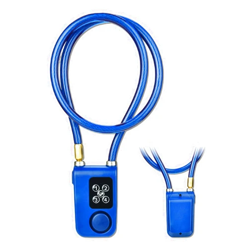 Rosvola Alarm Lock, Y787 Smart Alarm Lock Anti Theft Chain Lock, 4 Digital Passwords, IP44 Waterproof and Over 110dB Alarm Sound Electric Lock for Motorcycle Gate (Blue)