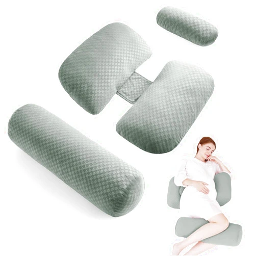 TokSay Pregnancy Pillows for Sleeping, Soft Maternity Body Pillow for Side Sleeper, Support for Back, Legs, Belly, Adjustable Travel Pregnant Women Pillow (Grey)