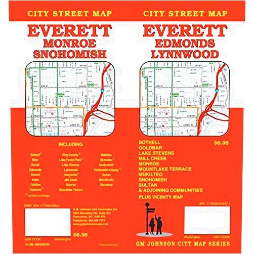 By GM Johnson (Author) Everett / Edmonds / Lynnwood, Washington Street Map