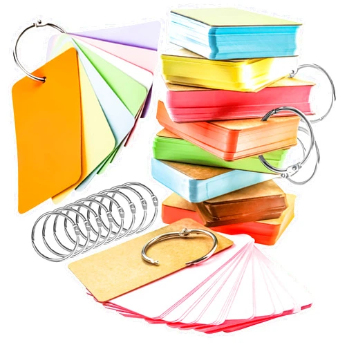 MotBach 400PCS Colored Blank Flash Card Index Cards with Binding Rings,8 Color Easy Flip Flash Card Study Note Card Perfect for Bookmark School Learning Memory Recipe Cards Game Cards(3.5 x2.2 Inch)