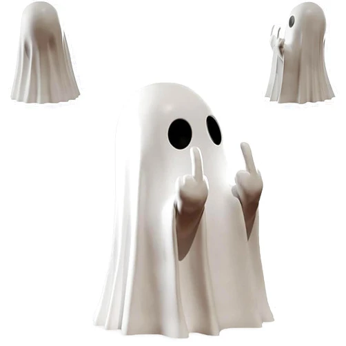 Ldmfcpa Cute Ghost Statue, Funny Ghost Figurine with Middle Finger, Spooky Middle Finger Ghost Ornament Halloween Decor Indoor, Halloween Decor for Home Garden Office Prank Gifts