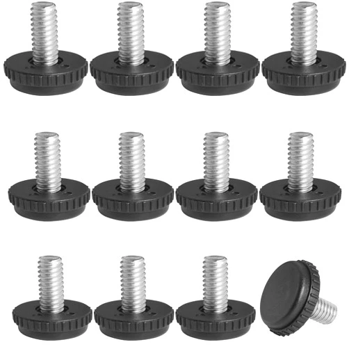 LUORNG Furniture Leveling Feet LUORNG 12PCS 5/16inch-18 Stainless Steel Screw in Threaded Furniture Levelers, Adjustable Table Chair Levelers Feet Glides for Chairs Tables Cabinet Patio Furniture, Table Feet
