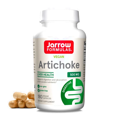 Jarrow Formulas Artichoke 500 mg - 180 Capsules - Standardized Extract - Supports Liver Health & Digestion - White 180 Servings