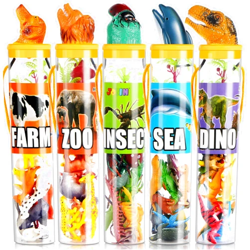 JOYIN 69 Pcs Small Animal Figures, Mini Jungle Toy Set with Sensory Bin, Realistic Wild Forest Playset, Zoo, Ocean, Farm Animals Figurines, Dinosaur Party Favors, Gifts for Boys and Girls, Kids 3-5