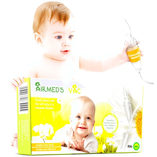 Nasensauger Airmed's Vac Nasal Aspirator Baby. CLINICALLY Tested, Safe and Gentle. Baby Nose Sucker with 2 Suction Heads and Cleaning Brush. Safe and Gentle Baby Nasal Aspirator with Strength of a Vacuum Cleaner